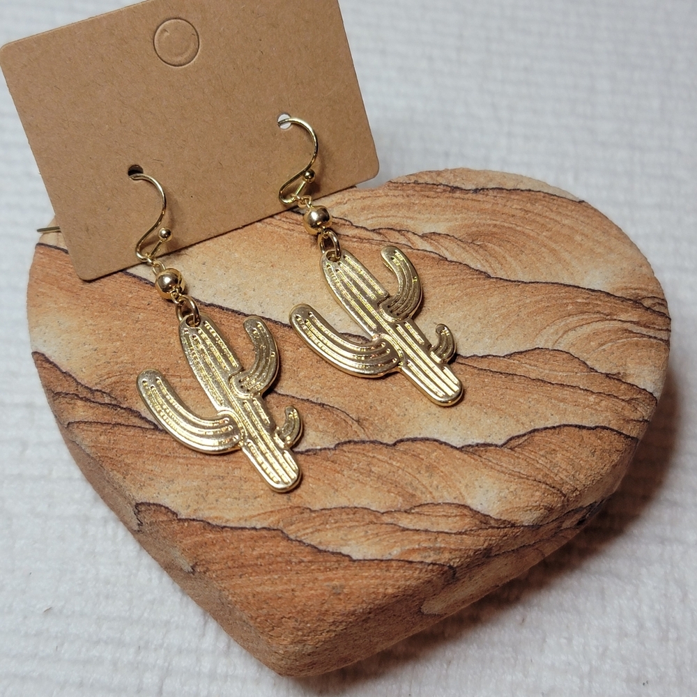 Cactus Dangles - Gold Tone